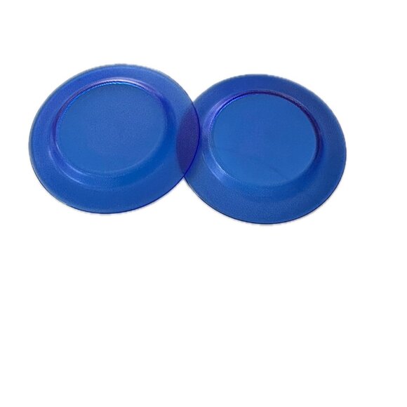 Rare Cobalt Blue Glass Dinner Plates Etched  Textured Underside Set of 2 - Picture 10 of 12